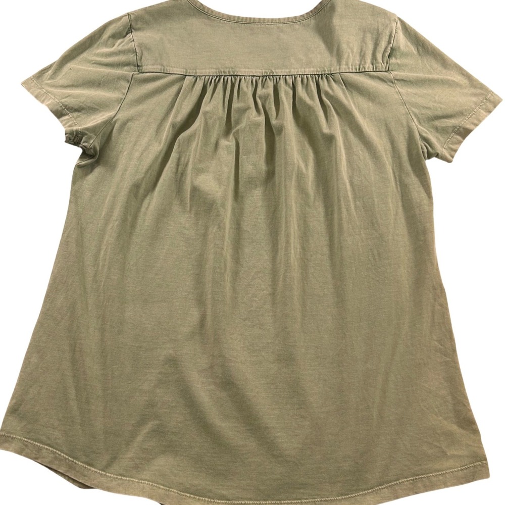 Coldwater Creek Womens Sage Green 100% Cotton Short Sleeve Henley Top Size M - Picture 3 of 5